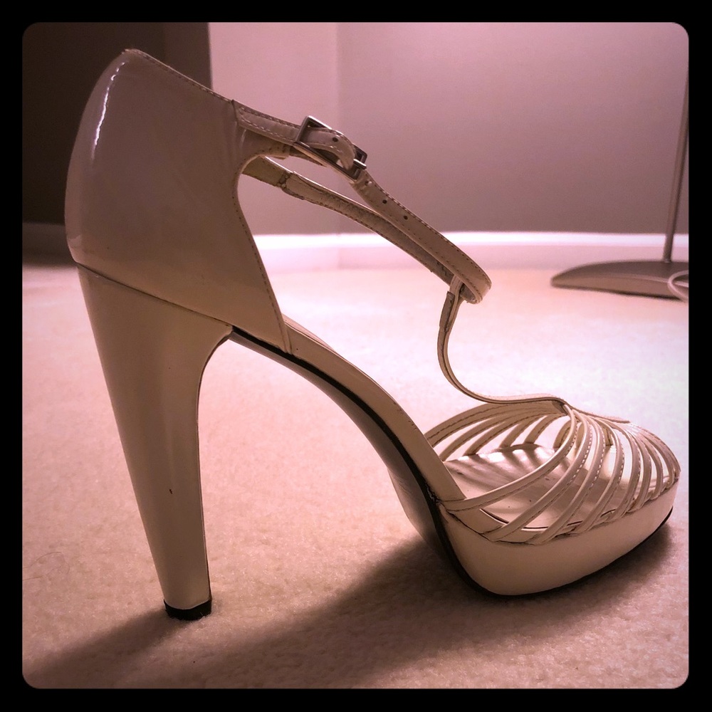 White patent platform strappy Stuart Weitzman 11
